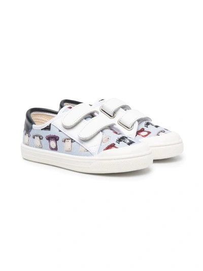 Pèpè Kids' Phone-print Touch-strap Sneakers In 黑色