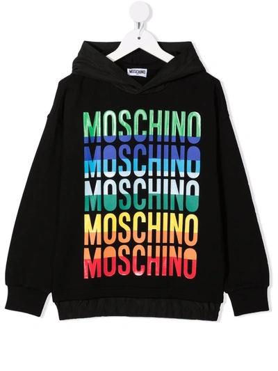 Moschino Kids' Logo-print Cotton Hoodie In Black