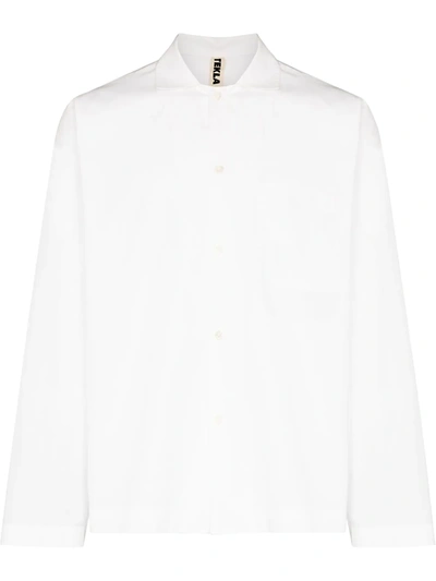 TEKLA BUTTONED POPLIN PAJAMA SHIRT