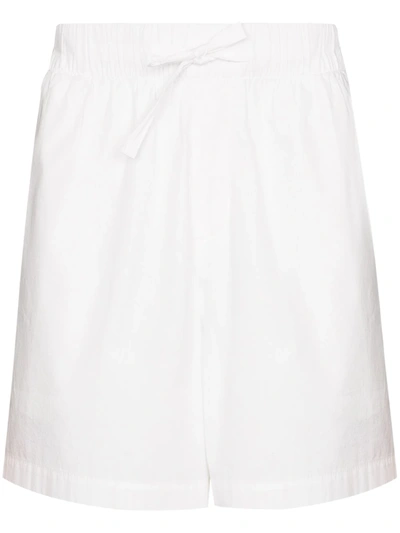 Tekla High-waisted Drawstring Poplin Shorts In 白色