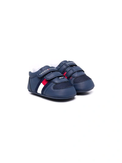 Tommy Hilfiger Junior Babies' Round Toe Logo Detail Trainers In Blue