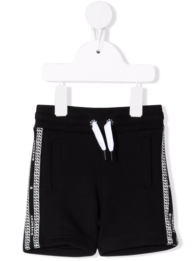 Givenchy Babies' Chain-print Logo Band Shorts In Black