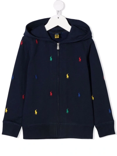 Ralph Lauren All-over Logo Hooded Jacket In 蓝色