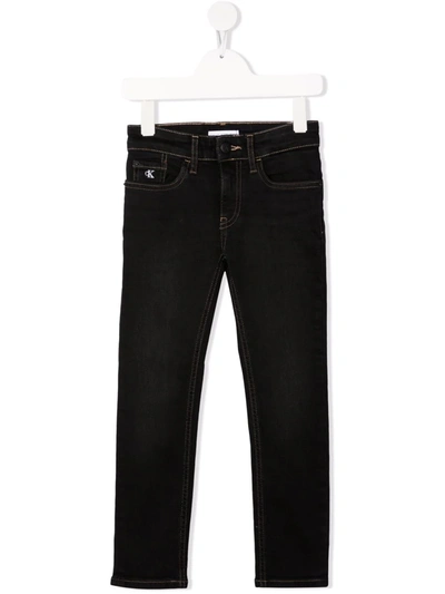 Calvin Klein Mid-rise Straight-leg Jeans In 黑色