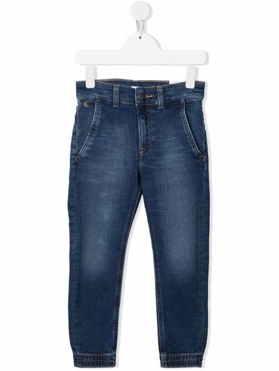 Calvin Klein High-rise Straight-leg Trousers In 蓝色