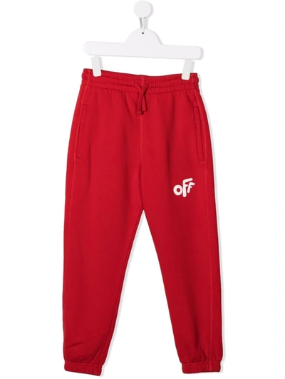 Off-white Little Kid's & Kid's Rounded Logo Sweatpants In Красный