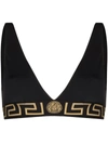 Versace Black Medusa Empire Triangle Bikini Top In Schwarz