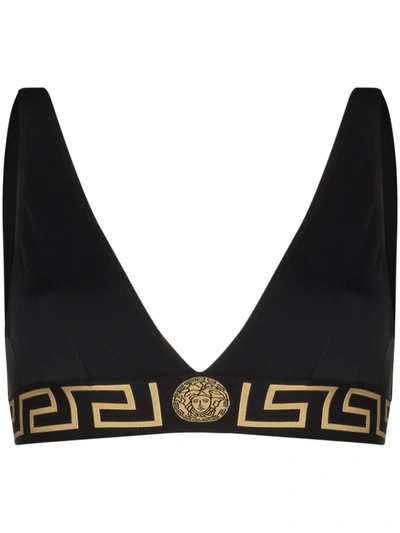 Versace Black Medusa Empire Triangle Bikini Top