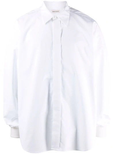 Alexander Mcqueen White Drop-shoulder Long-sleeve Shirt In Weiss
