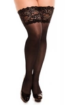 Glamory Hosiery Comfort Lace Top Opaque Stockings In Black