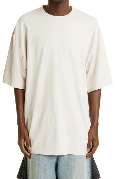 Balenciaga Man White Gitd Lions Laurel Boxy T-shirt Squared Line In Cement Grey