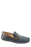Marc Joseph New York Whyte St Driving Shoe In Navy/brown Embossed