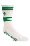 Alexander Mcqueen Stripe Skull Socks In Off White/ Green