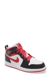 Nike Kids'  Air Jordan 1 Mid Se Basketball Sneaker In Black/ Very Berry/ White