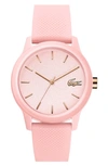 Lacoste Women's 12.12 Pink Rubber Strap Watch 36mm Women's Shoes In Pink
