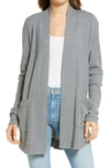 Splendid Waffle Open Cardigan In Heather Grey