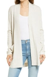 Splendid Waffle Open Cardigan In Heather Oat