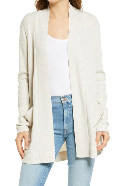 Splendid Waffle Open Cardigan In Heather Oat