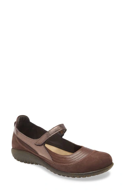 Naot Kire Mary Jane Flat In Toffee Brown/ Coffee Bean