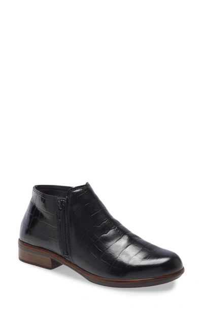 Naot 'helm' Bootie In Black Croc Leather
