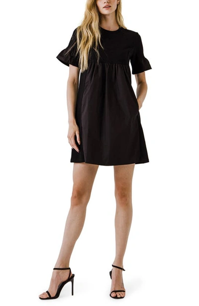 English Factory Solid Minidress In Black