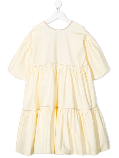 Molo Kids' Casta Organic Cotton Poplin Dress In Beige
