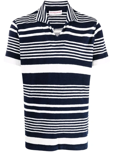 Orlebar Brown Trent Striped Cotton-terry Polo Shirt In Blue