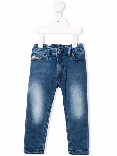 Diesel Babies' Stonewashed Straight-leg Jeans In Blue