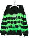 Diesel Teen Reflective-print Tie Dye Hoodie In Green