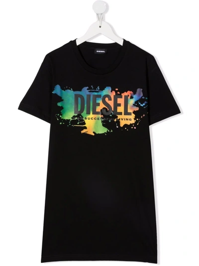 Diesel Teen Logo-print T-shirt In Black