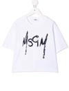 Msgm Sequin-logo T-shirt In White