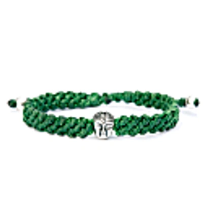 Harbour Uk Bracelets Buddha Bracelet For Men - Handmade Of Green Rope & Sterling Silver - Great Buddha