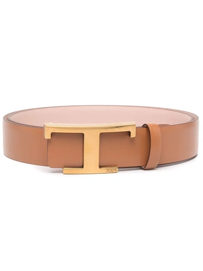 Tod's Logo-buckle Leather Belt In Brown