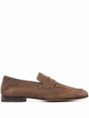 Santoni Classic Slip-on Loafers In Brown