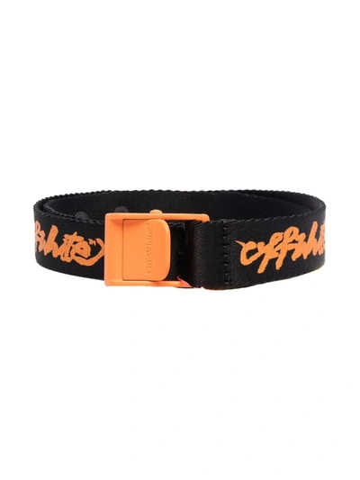 Off-white Script Logo-print Buckled Belt In Black