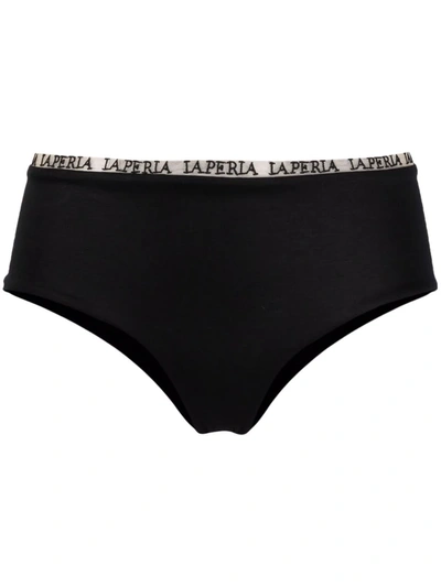 La Perla Logo-waistband Stretch Briefs In Black