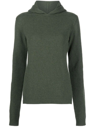 Rick Owens Womens Green Long-sleeved Cashmere And Wool-blend Hoody L