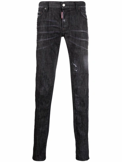 Dsquared2 Low-rise Straight-leg Jeans In Black