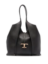 Tod's Black Tote Bag With T Timeless Charm In Black