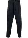 Dsquared2 Pleat-detail Cotton Tapped Trousers In 黑色