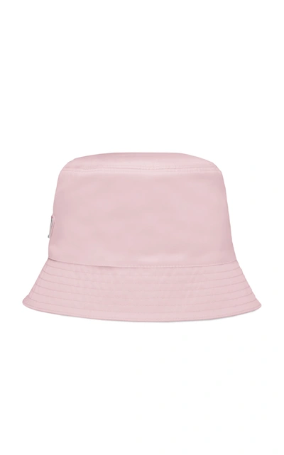 Prada Triangle Logo Plaque Detail Bucket Hat In Alabaster Pink