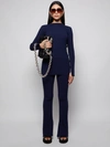ADAM LIPPES CREPE KNIT FLARE PANT NAVY