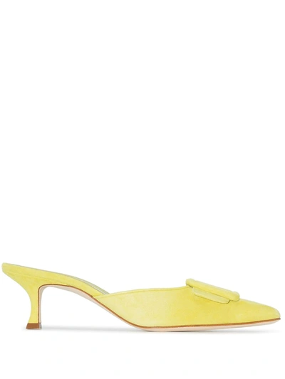 Manolo Blahnik Maysale 50mm Pointed-toe Mules In Grün