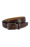 Phenix Stitched Detail Leather Belt In Brown-200