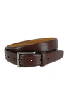 Phenix Stitched Detail Leather Belt In Brown-200