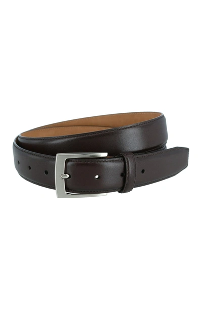 Phenix Stitched Feathered Edge Leather Belt In Brown-200