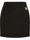 Dolce & Gabbana Logo-appliqué Double Crepe Miniskirt In Schwarz