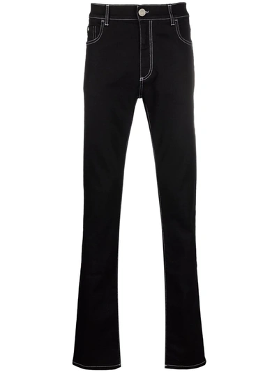Billionaire Iconic Crest Embossed Straight-cut Jeans In Schwarz