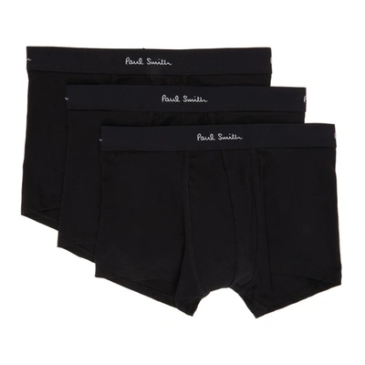 Paul Smith Black Stretch-cotton Boxer Briefs - Set Of Three