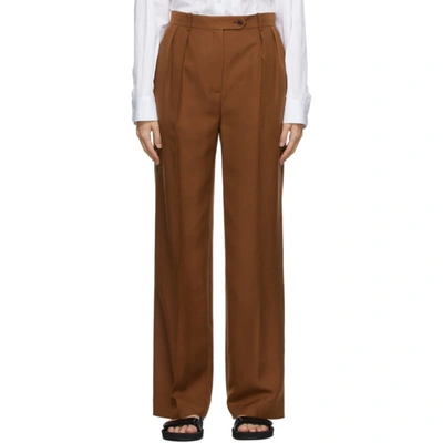 The Row Igor High-rise Wide-leg Silk-blend Trousers In Brown